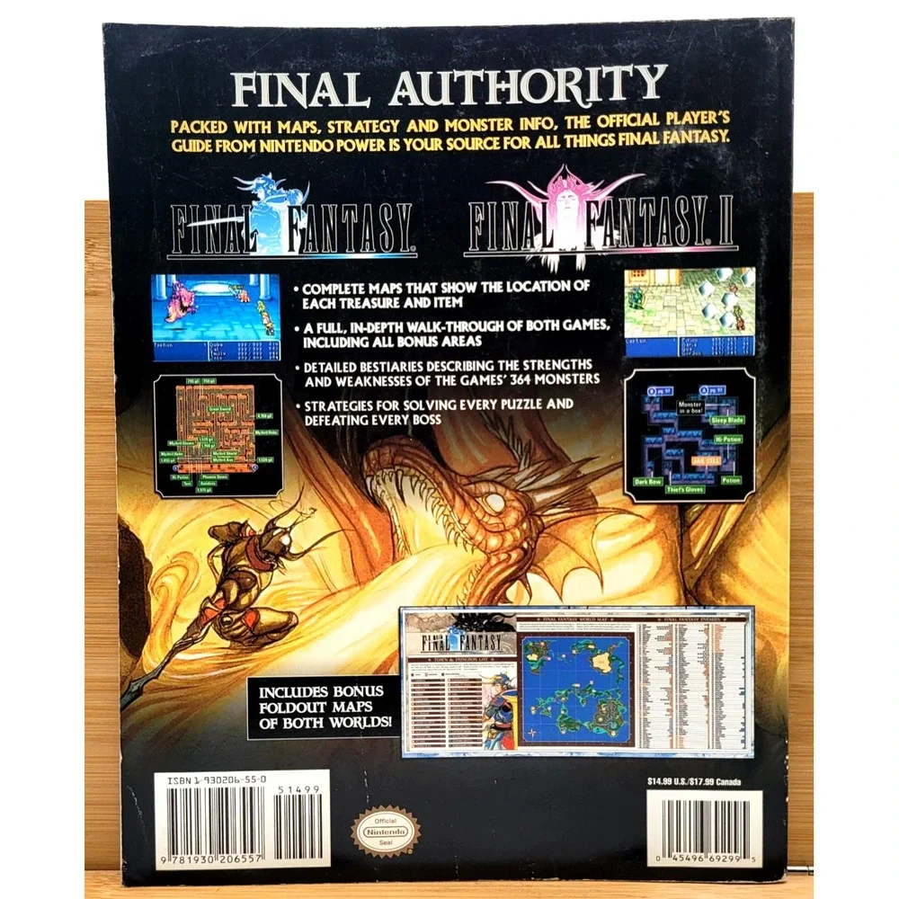 Final Fantasy I & II Dawn Of Souls Official Guide Nintendo Power w/ Foldout Maps